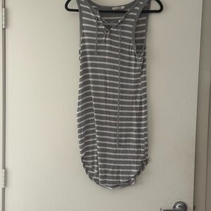 Heart Hips Gray & White Striped Ribbed Tank